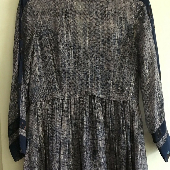 REBECCA TAYLOR Purple Linen Mix Media LS Dress - Picture 6 of 8